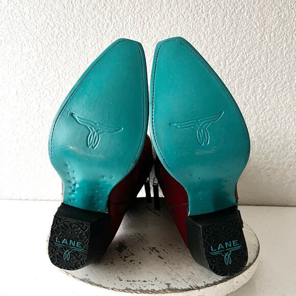 Lane SMOKESHOW Smoldering Ruby Red Cowboy Boots Western Tall Snip Toe Womens 8 - Picture 7 of 12